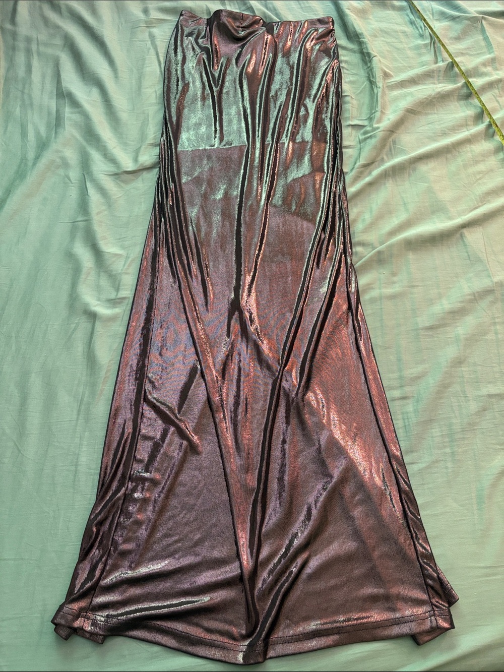 Iridescent Maxi Skirt with Elastic Waist and slit
